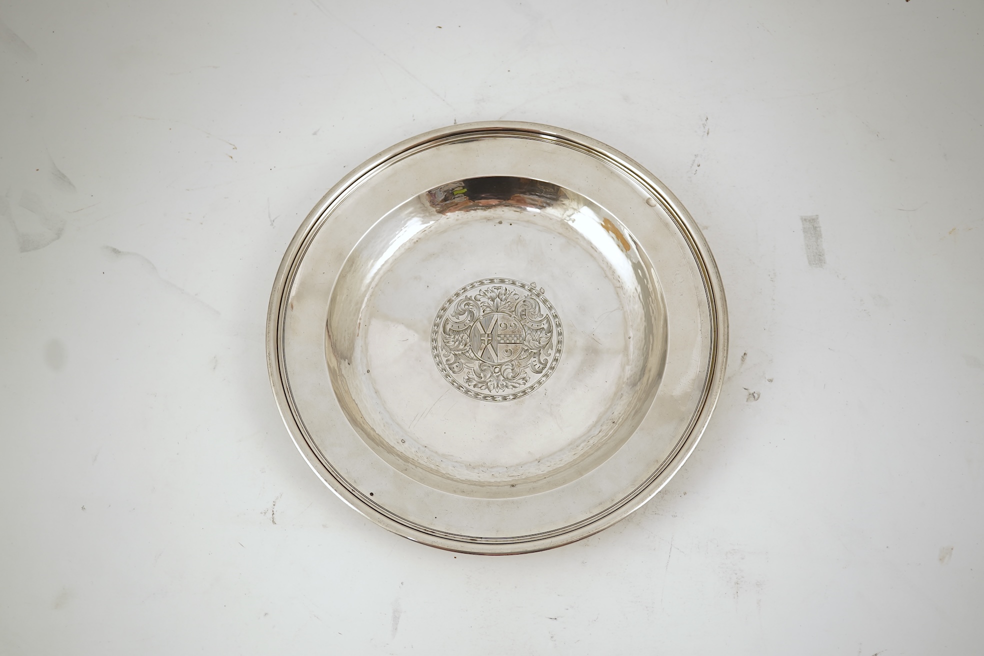 A Queen Anne Britannia standard silver soup plate, no makers mark